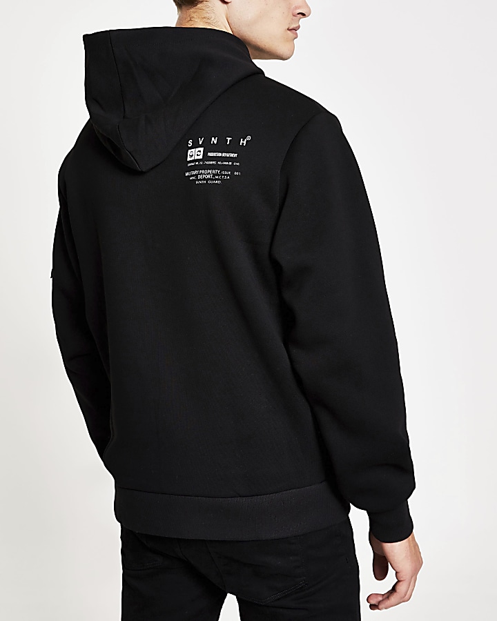 Black Svnth utility hoodie