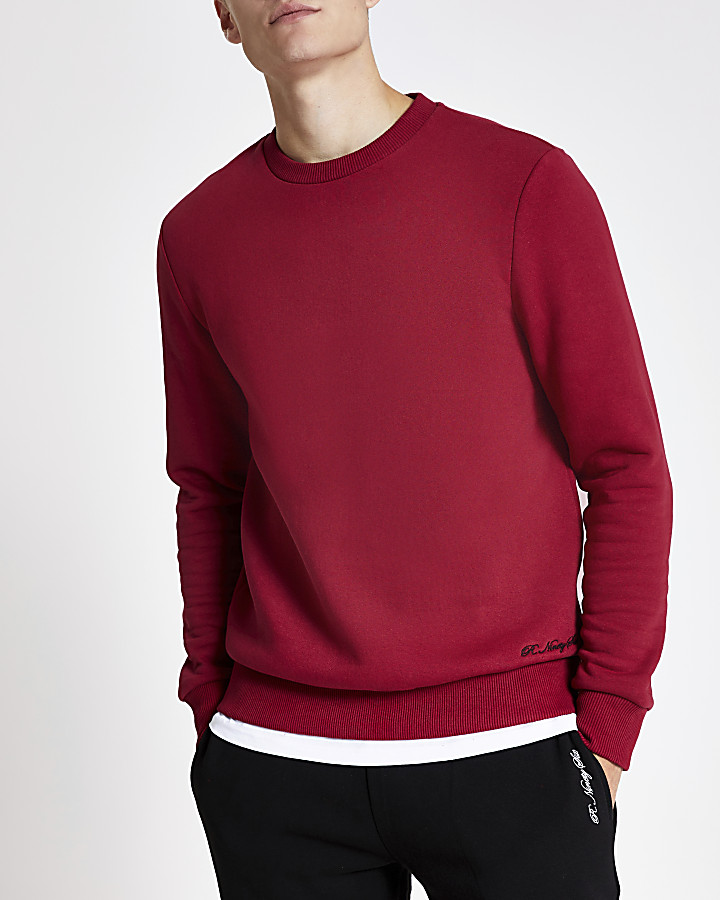 R96 red slim fit sweatshirt