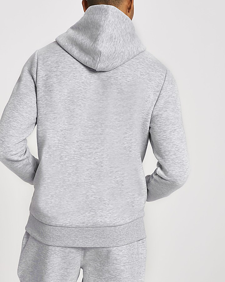Maison Riviera grey marl slim fit hoodie