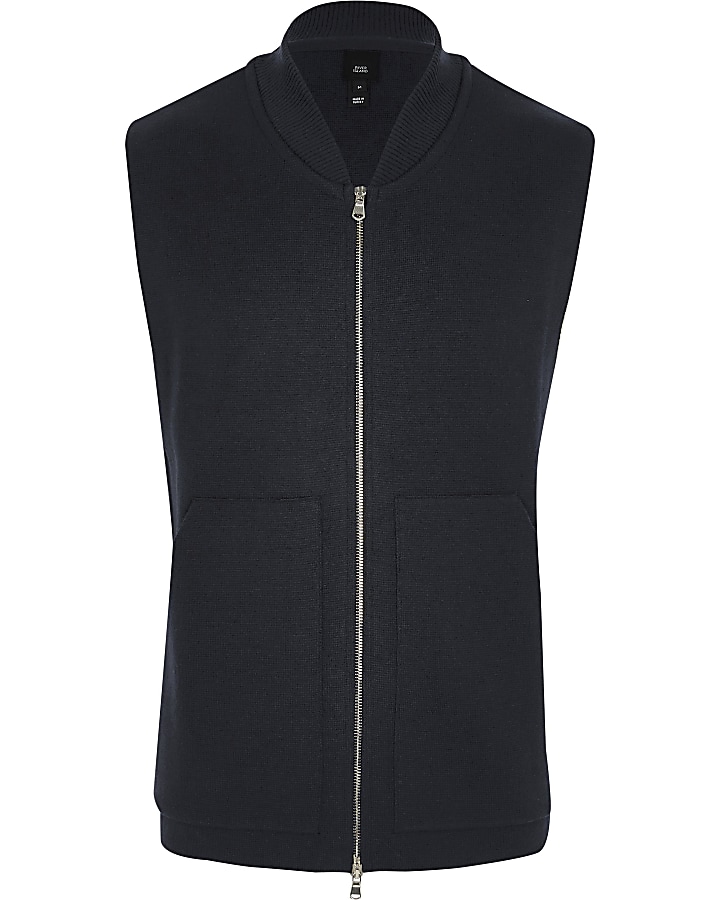 Navy slim fit knitted gilet