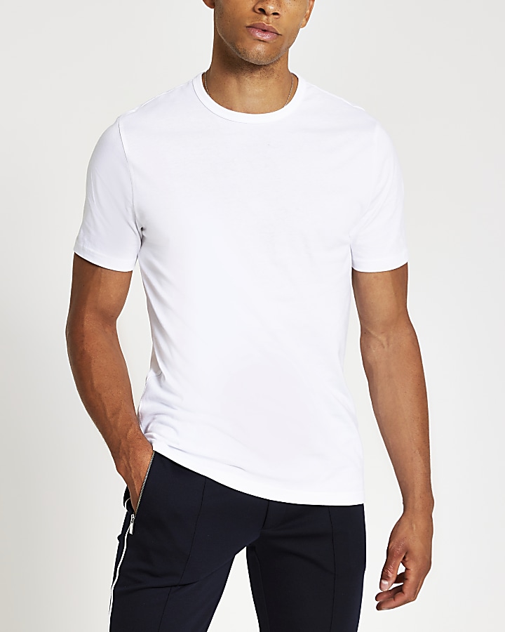 White slim fit crew neck T-shirt