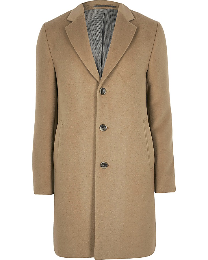 Big and Tall brown single breasted overcoat