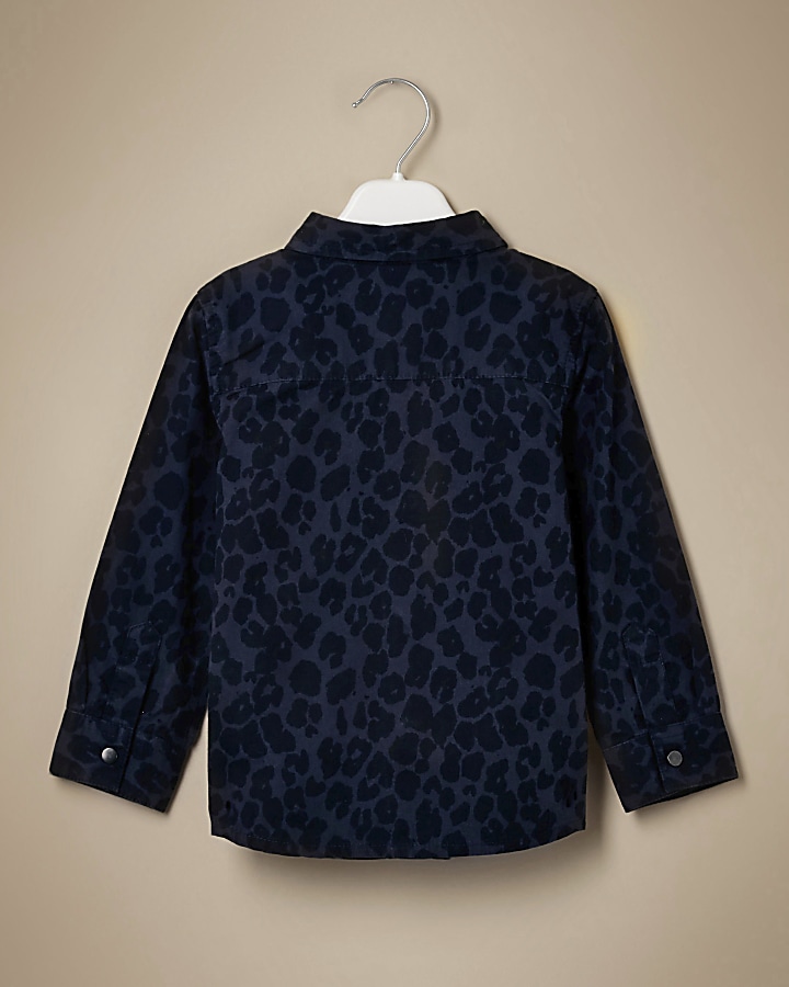 Unisex navy leopard print shirt