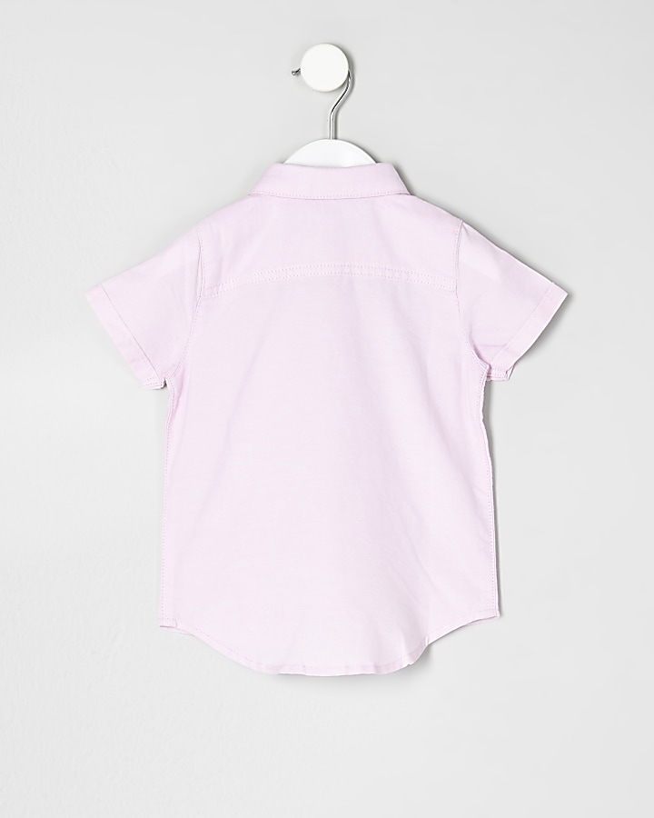 Mini boys pink short sleeve Oxford shirt