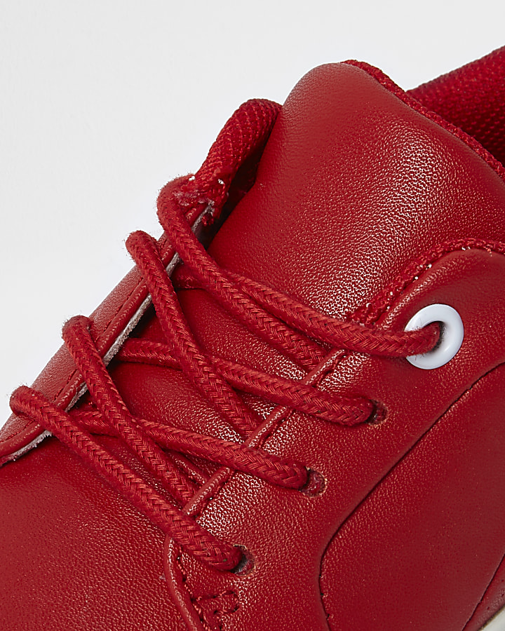 Mini boys red faux leather trainers