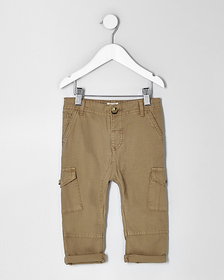 Mini boys light brown cargo trousers