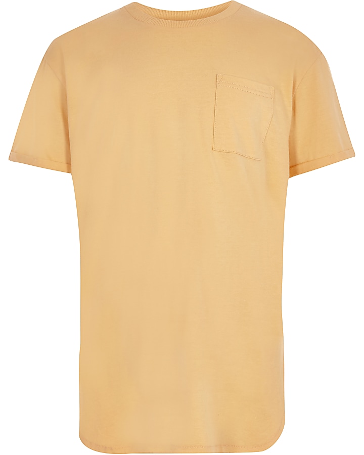 Boys orange curved hem T-shirt