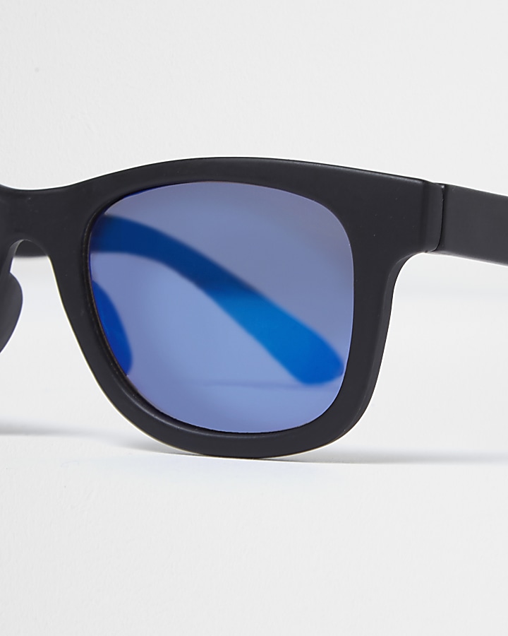 Mini boys black mirror lens retro sunglasses