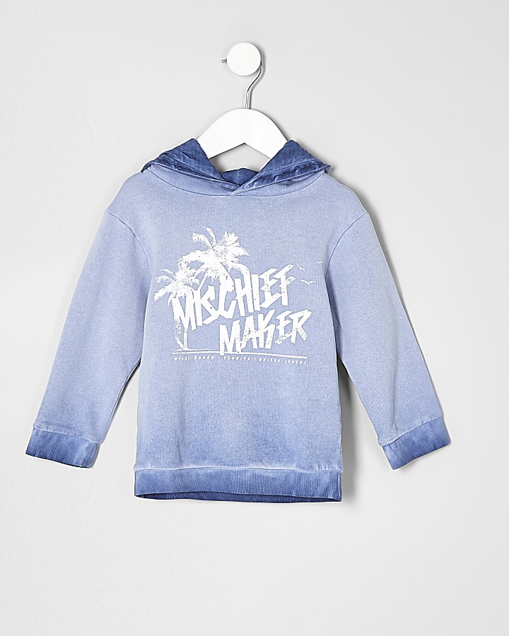 Mini boys blue 'mischief maker' hoodie