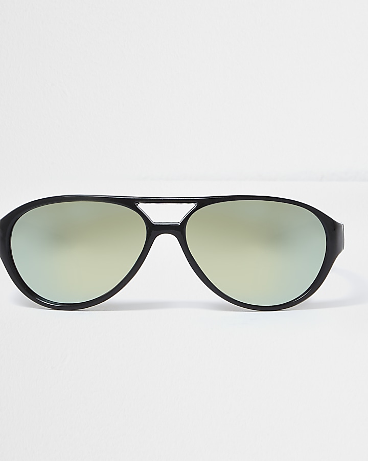 Mini boys black aviator green lens sunglasses
