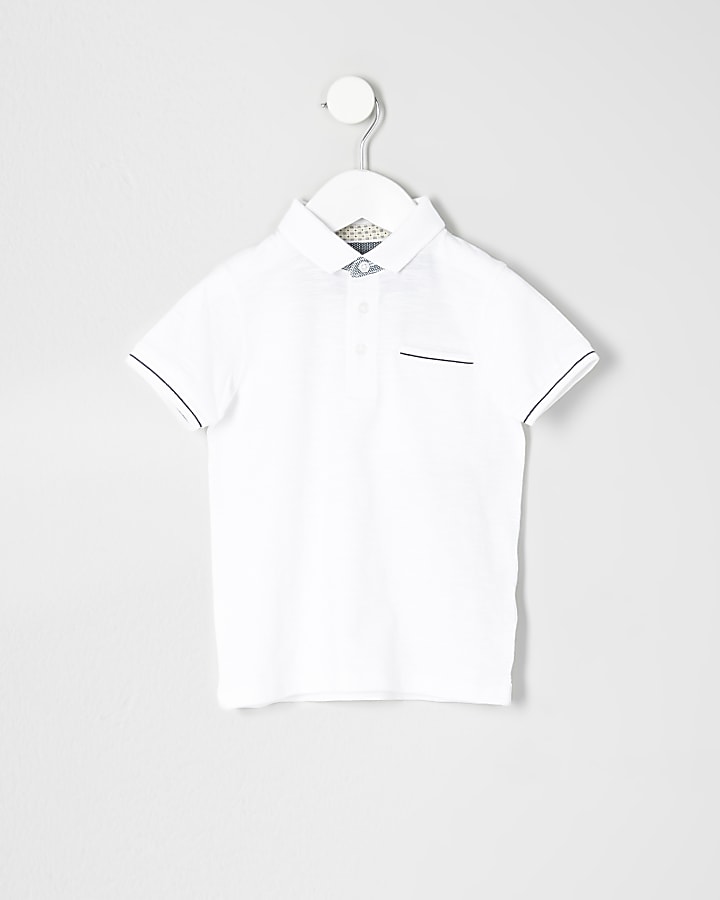 Mini boys white tipped polo shirt