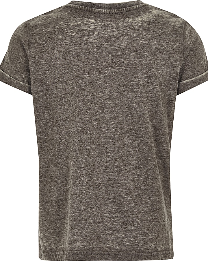 Boys grey burnout 'Malibu' print T-shirt