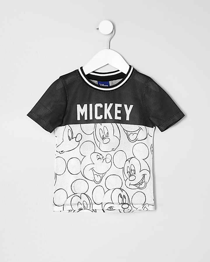 Mini boys white Mickey Mouse contrast T-shirt