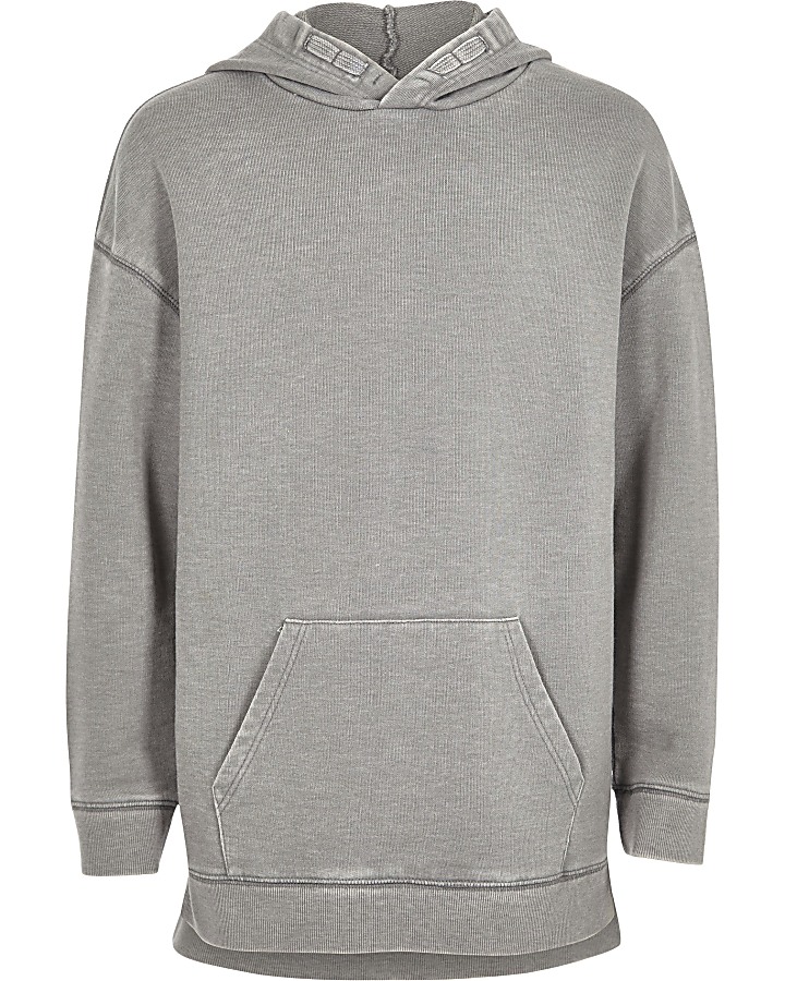 Boys grey burnout hoodie