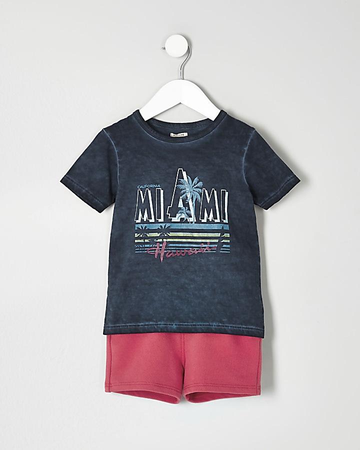 Mini boys 'Miami' T-shirt and shorts outfit