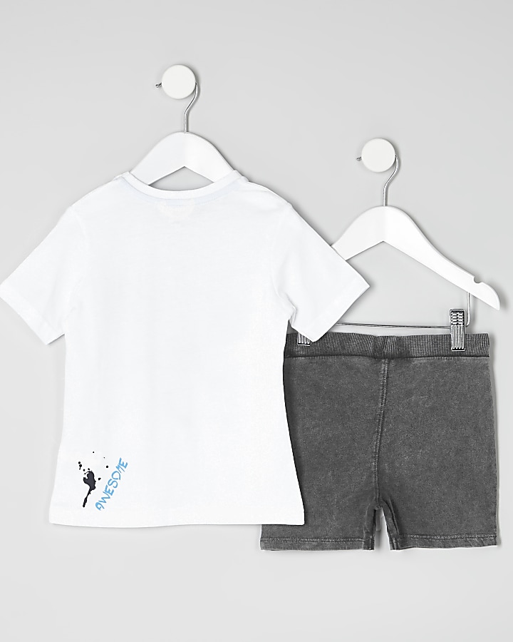 Mini boys white dinosaur T-shirt outfit