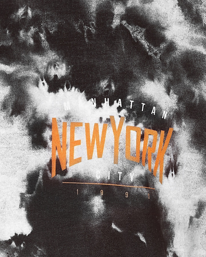 Boys black fade tie dye 'New York' T-shirt