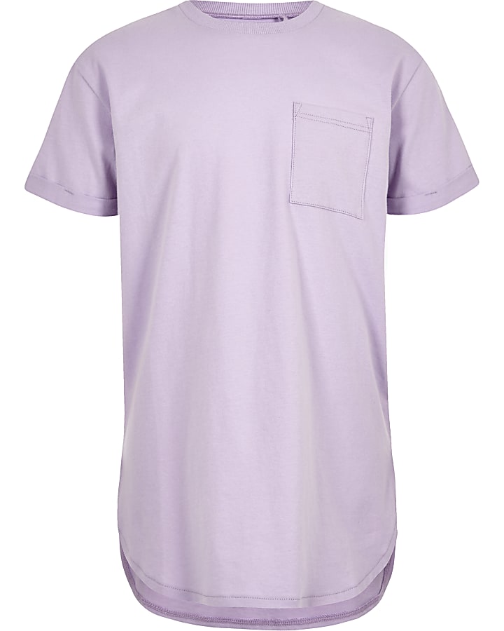 Boys purple curved hem T-shirt