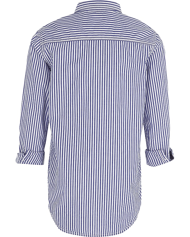 Boys blue stripe print shirt