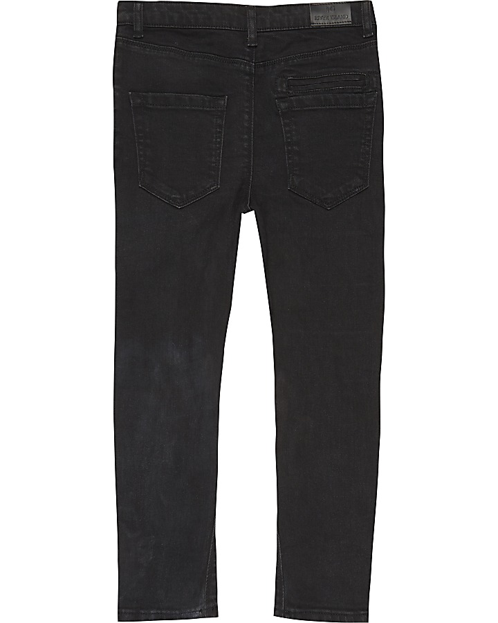 Boys black washed Tony ripped slouch jeans