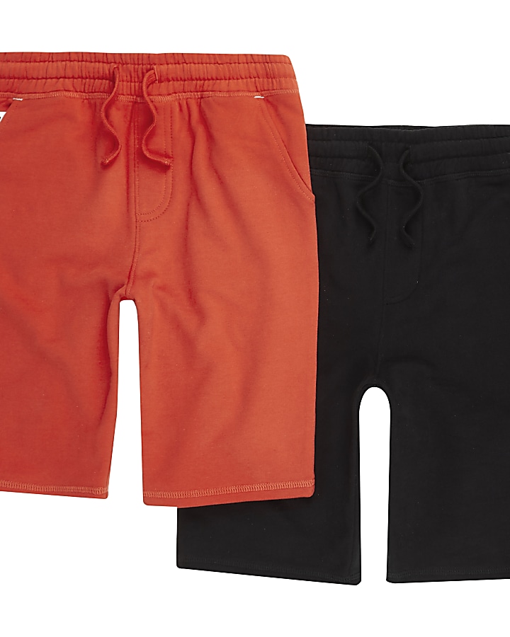 Boys red and black jersey shorts multipack