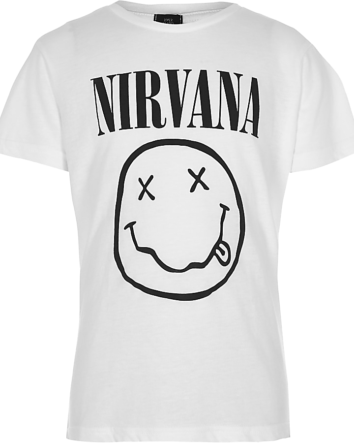 Boys white crew neck Nirvana band T-shirt