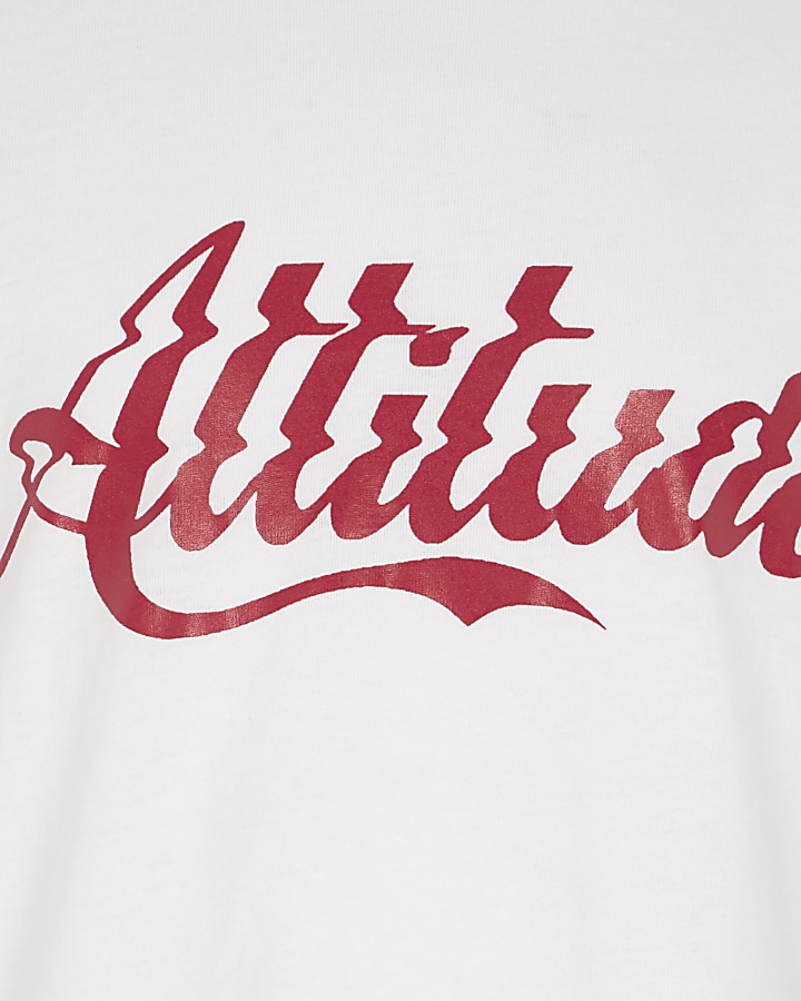 Boys white 'attitude' print T-shirt