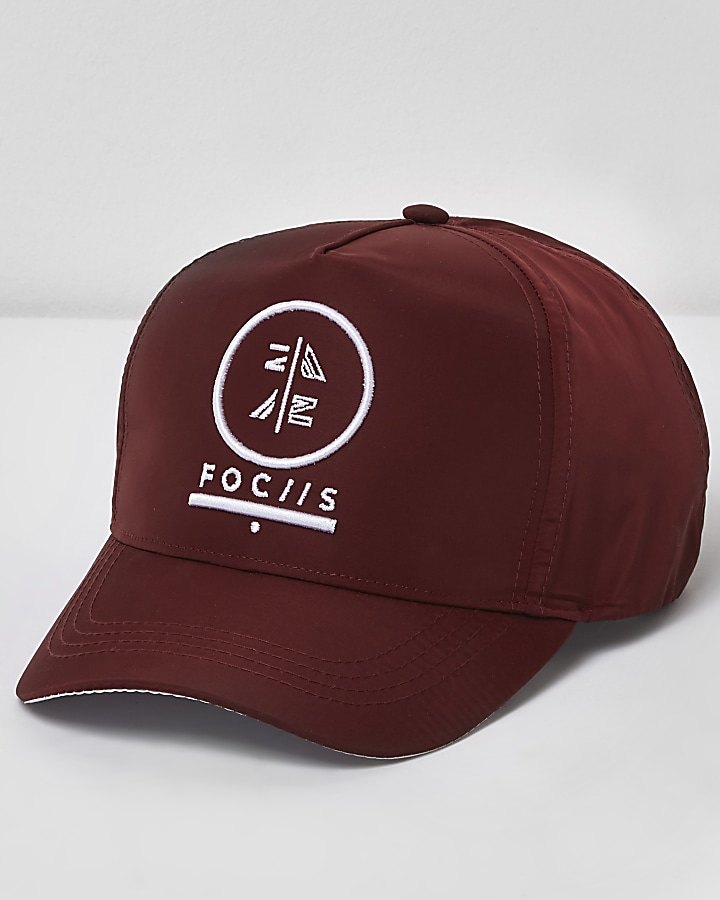Boys red 'focus' embroidered baseball cap