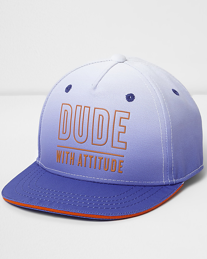 Mini boys blue ombre 'dude with attitude' cap