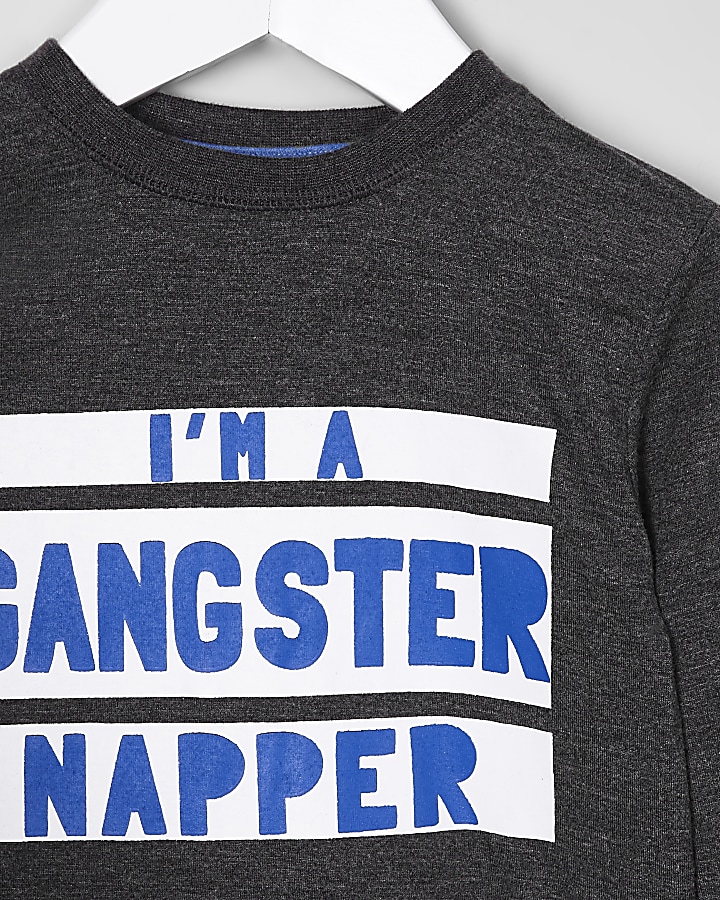 Mini boys grey ‘gangster napper’ pyjama set