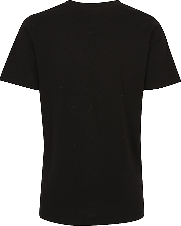 Boys black ‘NYC' leopard print flock T-shirt
