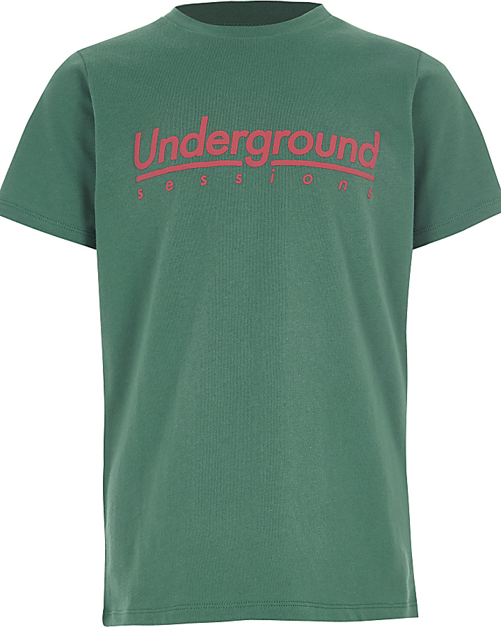 Boys green 'underground' print T-shirt