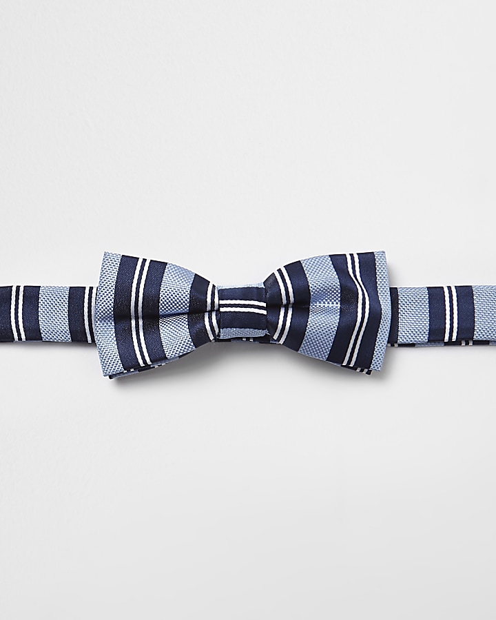 Boys blue stripe bow tie