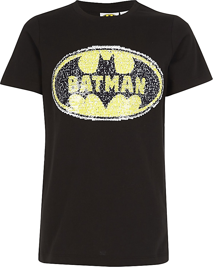 Boys black Batman reversible sequin T-shirt
