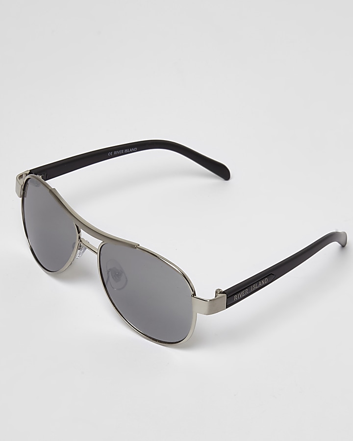 Boys silver tone aviator sunglasses