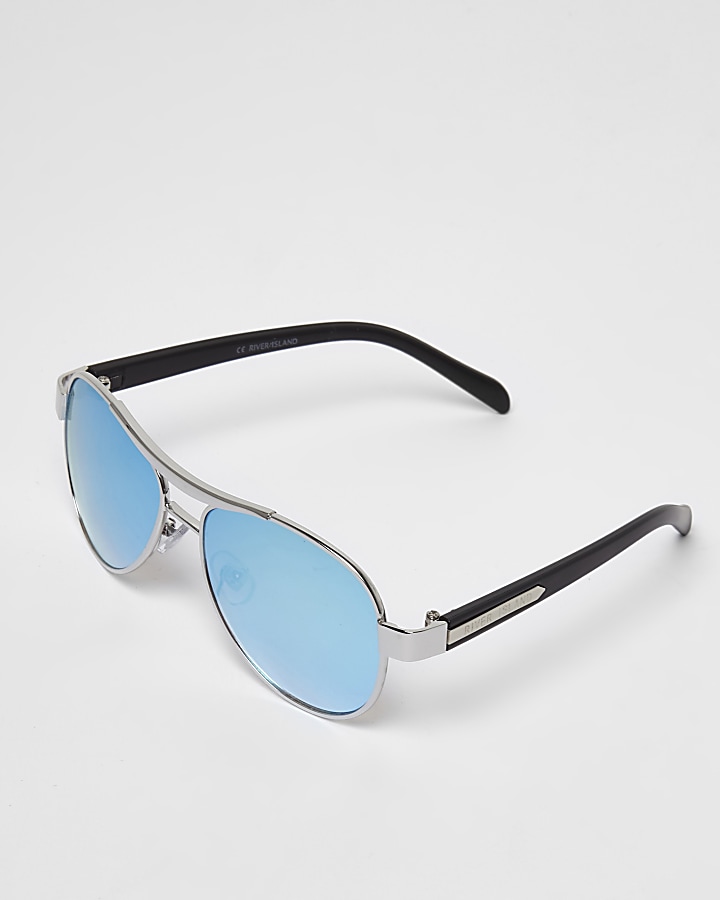 Boys blue mirror lens aviator sunglasses