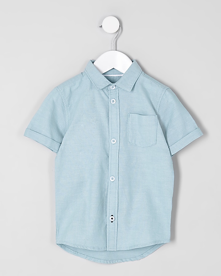 Mini boys mint short sleeve Oxford shirt