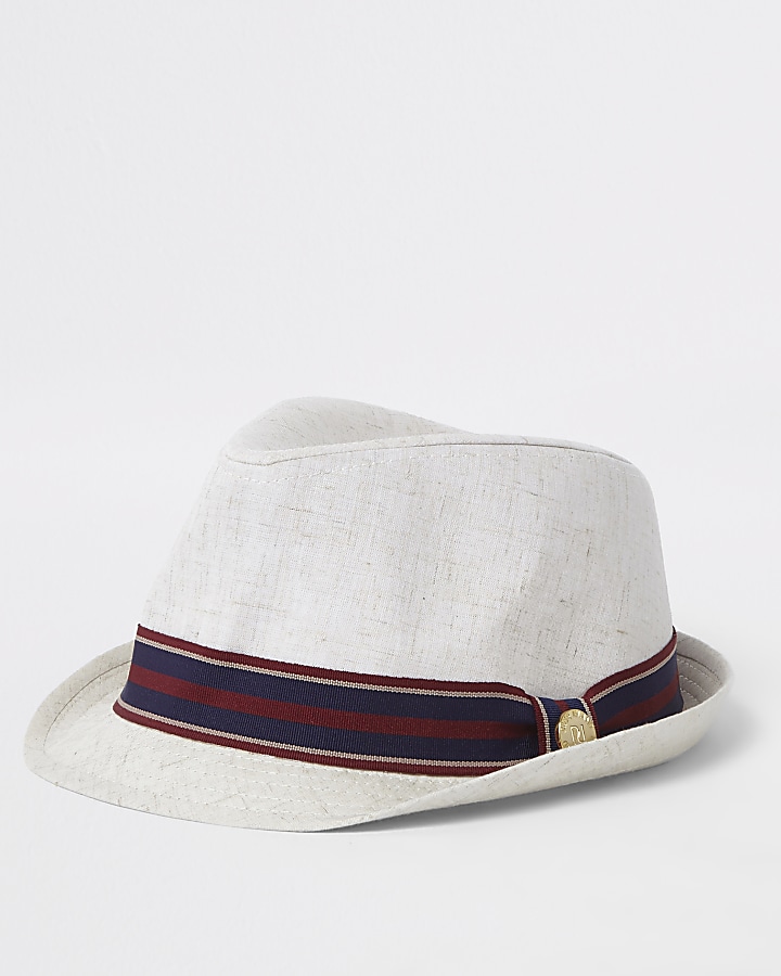 Boys stone stripe trim trilby hat
