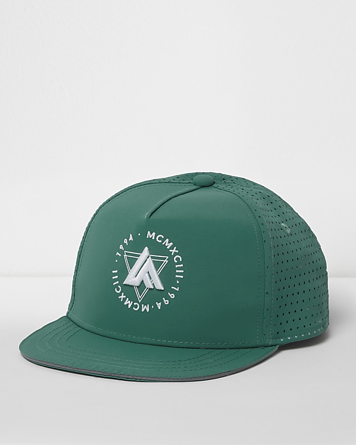 Boys green perforated mesh snapback cap
