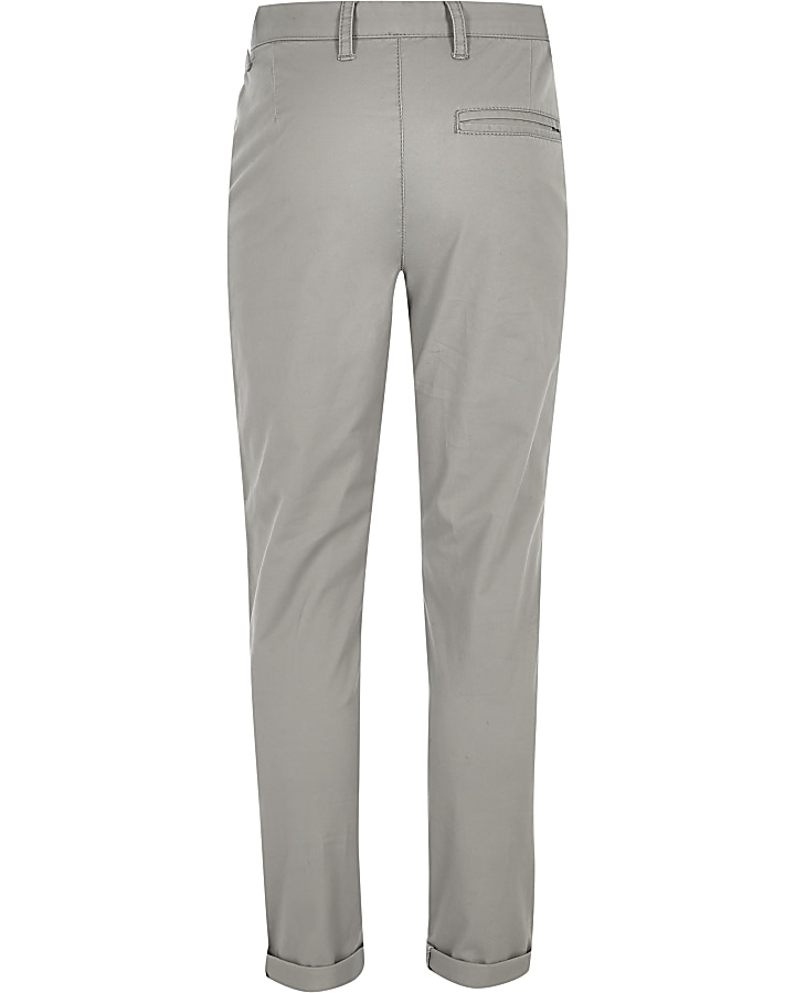 Boys grey skinny fit chino trousers