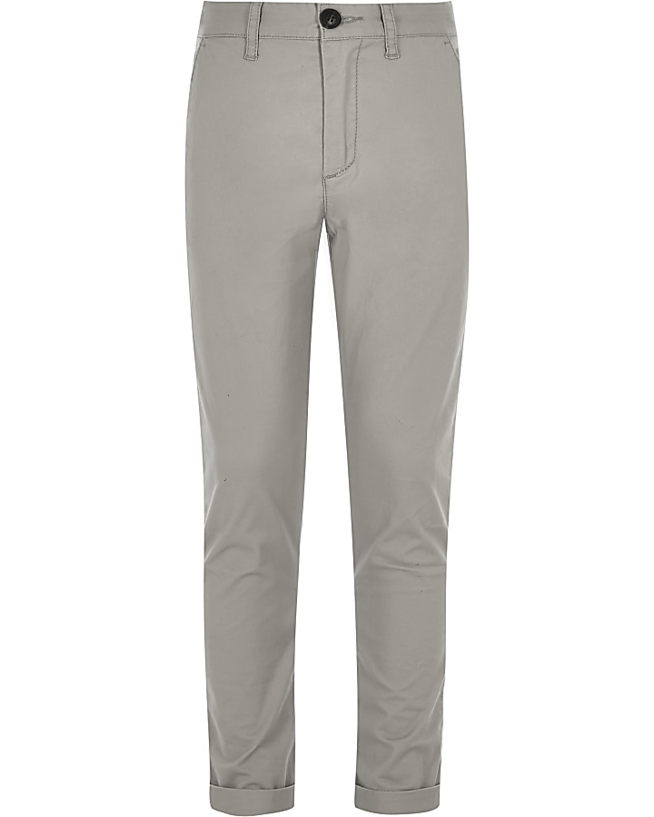 Boys grey skinny fit chino trousers