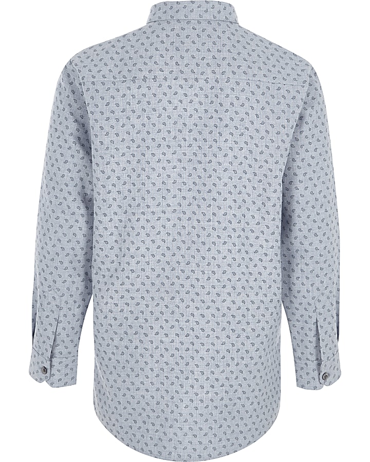 Boys blue paisley print long sleeve shirt