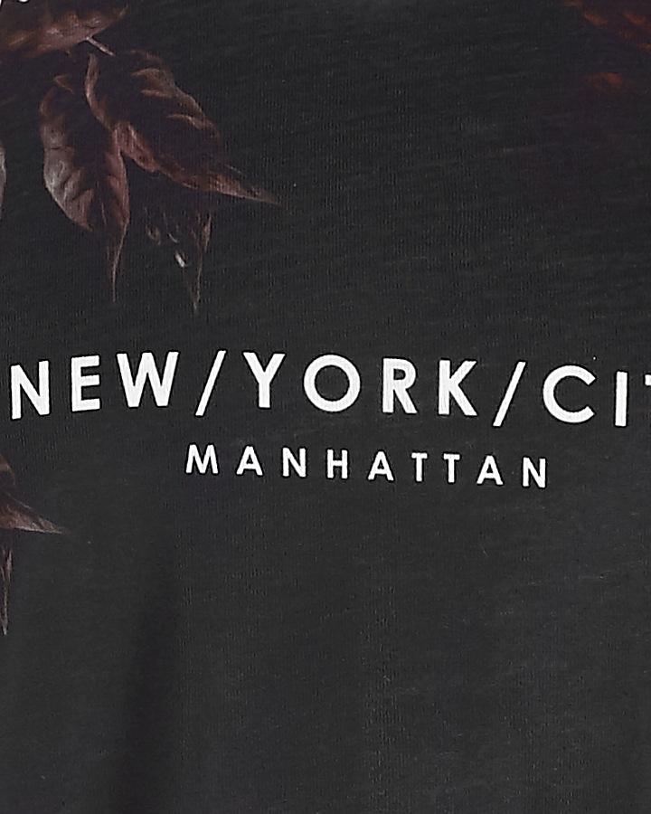 Boys navy ‘New York City’ floral T-shirt