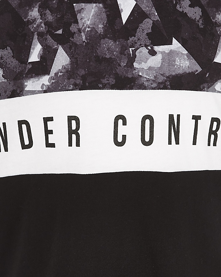 Boys black ‘under control’ block T-shirt