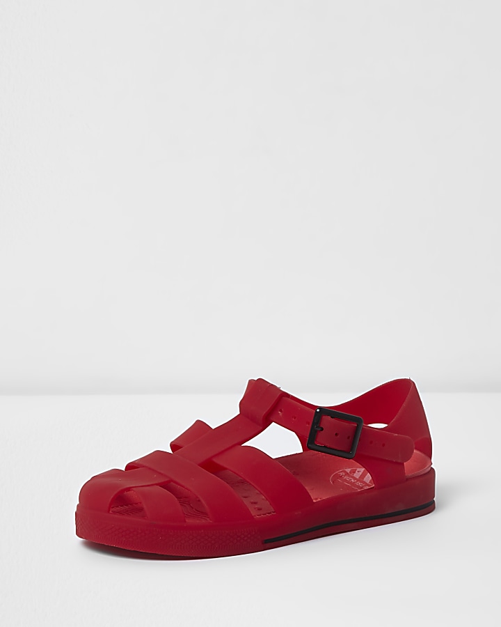 Kids red jelly cage sandals
