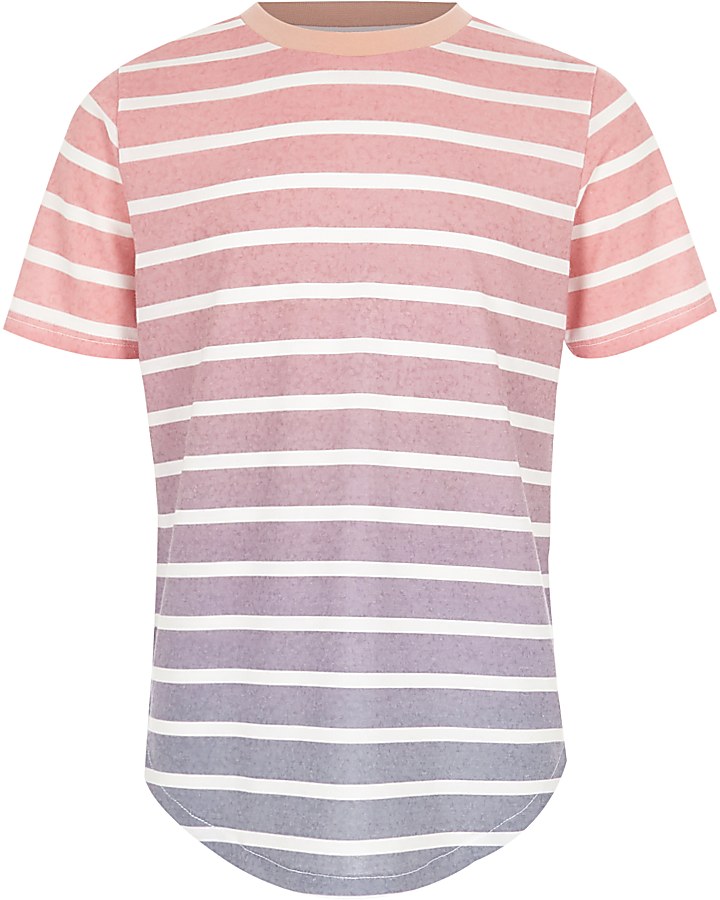 Boys pink and blue ombre stripe print T-shirt