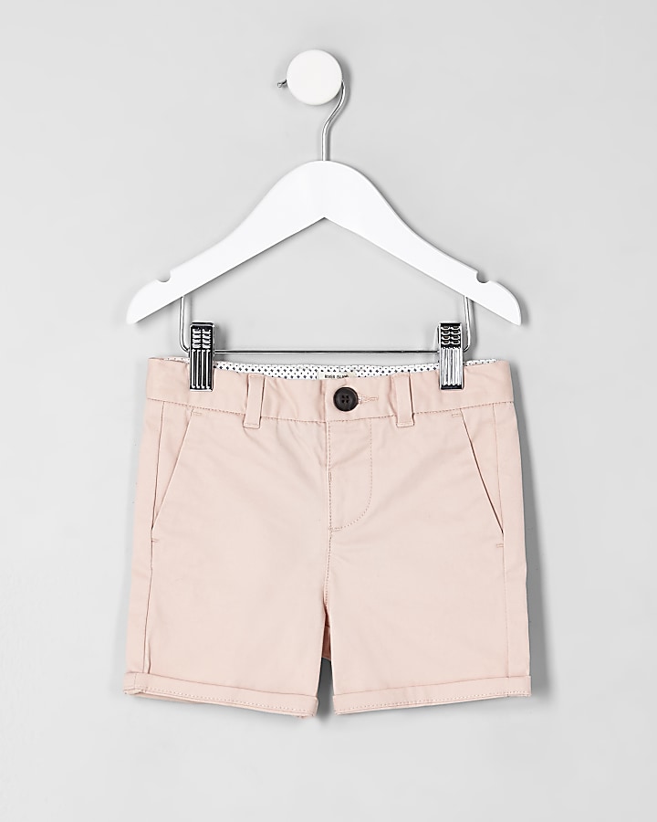 Mini boys pink chino shorts
