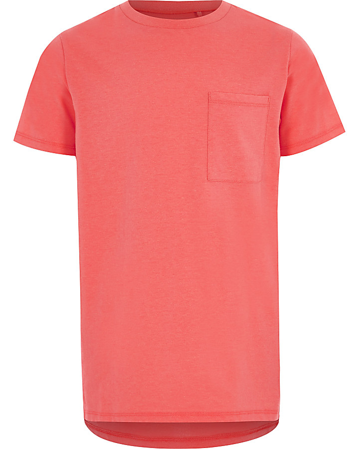 Boys coral fluro pocket short sleeve T-shirt