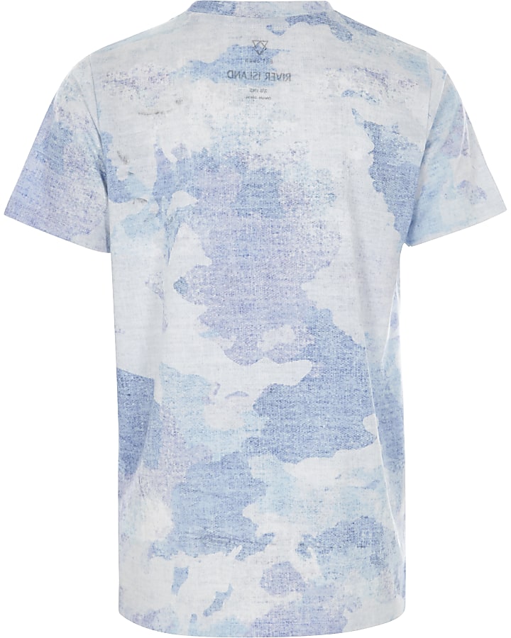 Boys blue camo 'New York' print T-shirt