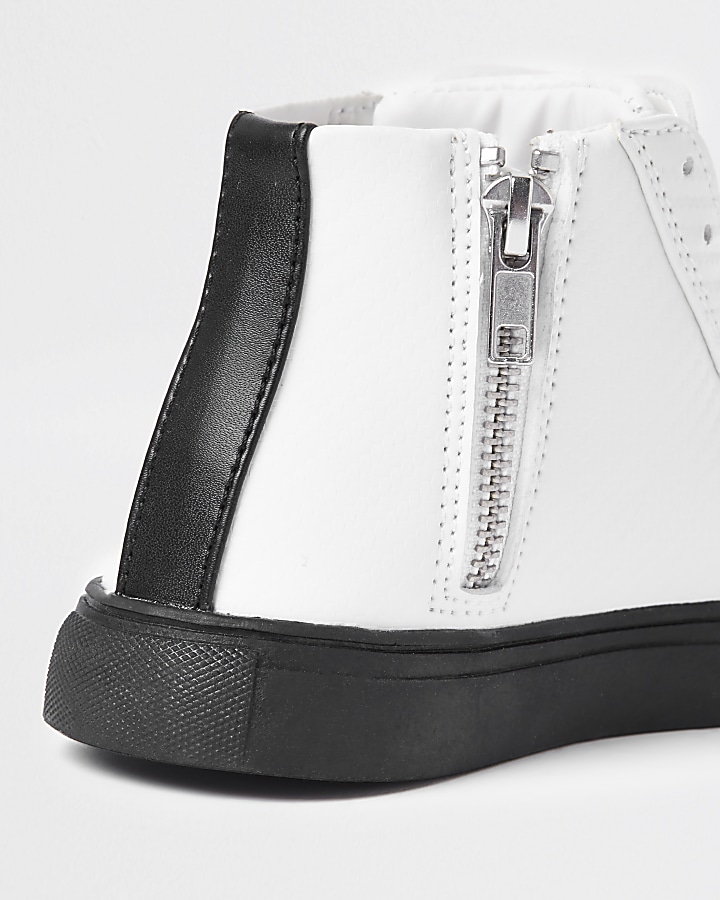 Boys white textured high top trainers